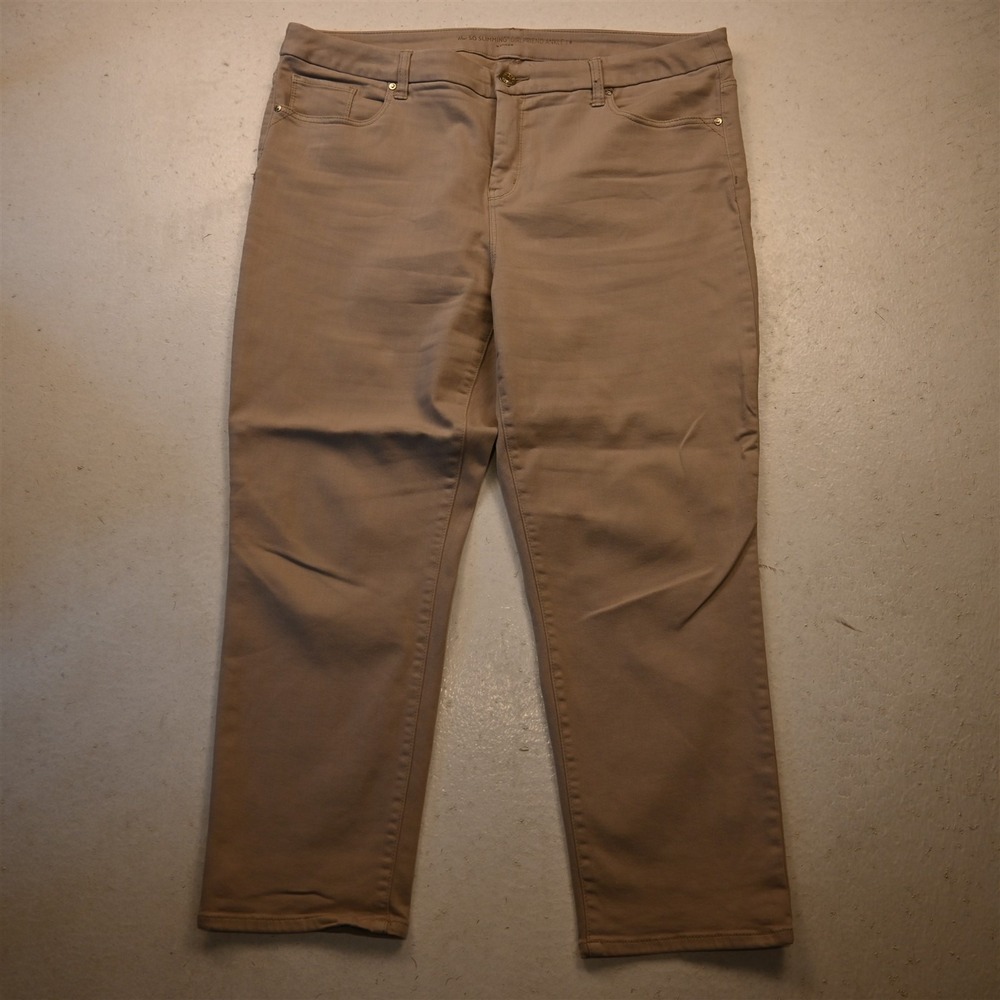 Chicos 16 Petite High Rise So Slimming Girlfriend Ankle Khaki Denim Womens Jeans
